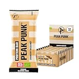 PEAK PUNK Bio Protein Bar Crunchy Hazelnut, 12 x 55 g - Veganer Proteinriegel aus Erbsenprotein - Haselnüsse, Kakao & Buchweizen-Crunch - glutenfrei, ballaststoffreich & ohne Palmöl - Made in EU