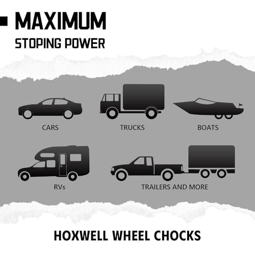 HOXWELL 4 Packs Wheel Chocks for Travel Trailers, Non Slip Black Wheel Chock Stackable, Lightweight Wheel Stoppers for Cars Campers Trucks RVs, 8.1\"×5.1\"×4.5\", Black