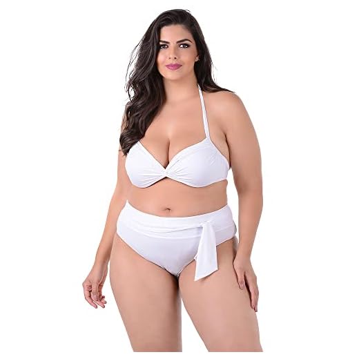 Biquíni Plus Size Com Bojo Cintura Alta Liso Branco (as2, numeric, numeric_46, numeric_48, plus, Plus size, Branco, 48)