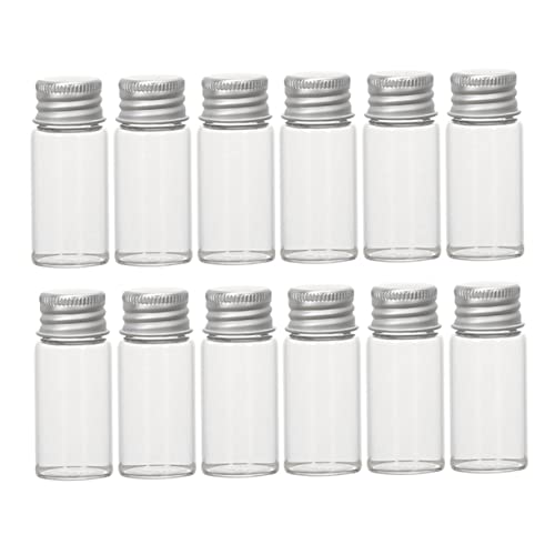 Cabilock 12 Pack 10ml Glass Reagent Bottles Mini Dropper Bottles for Leakproof Sample Containers Aluminum Lids