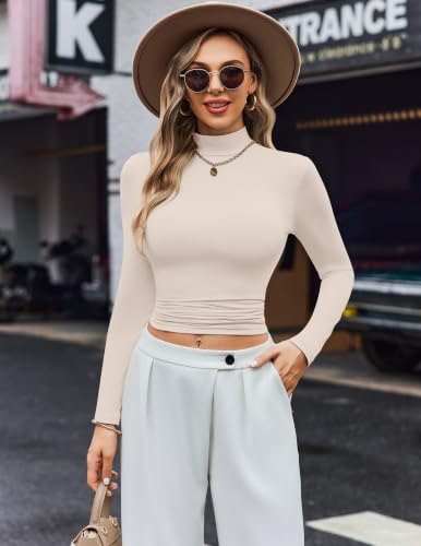 Image of Ekouaer Womens Turtleneck Shirts Long Sleeve Lightweight Fitted Thermal | Mock Neck, Soft Base Layer Tops, Underwear Stretchy Fit, Buttery Soft Undershirts, Fashion Winter Clothes