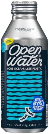 Open Water Sparkling Bottled Water with Electrolytes in 16-oz Aluminum Bottles (1 Cases, 12 bottles - Sparkling) | BPA-free and Eco friendly