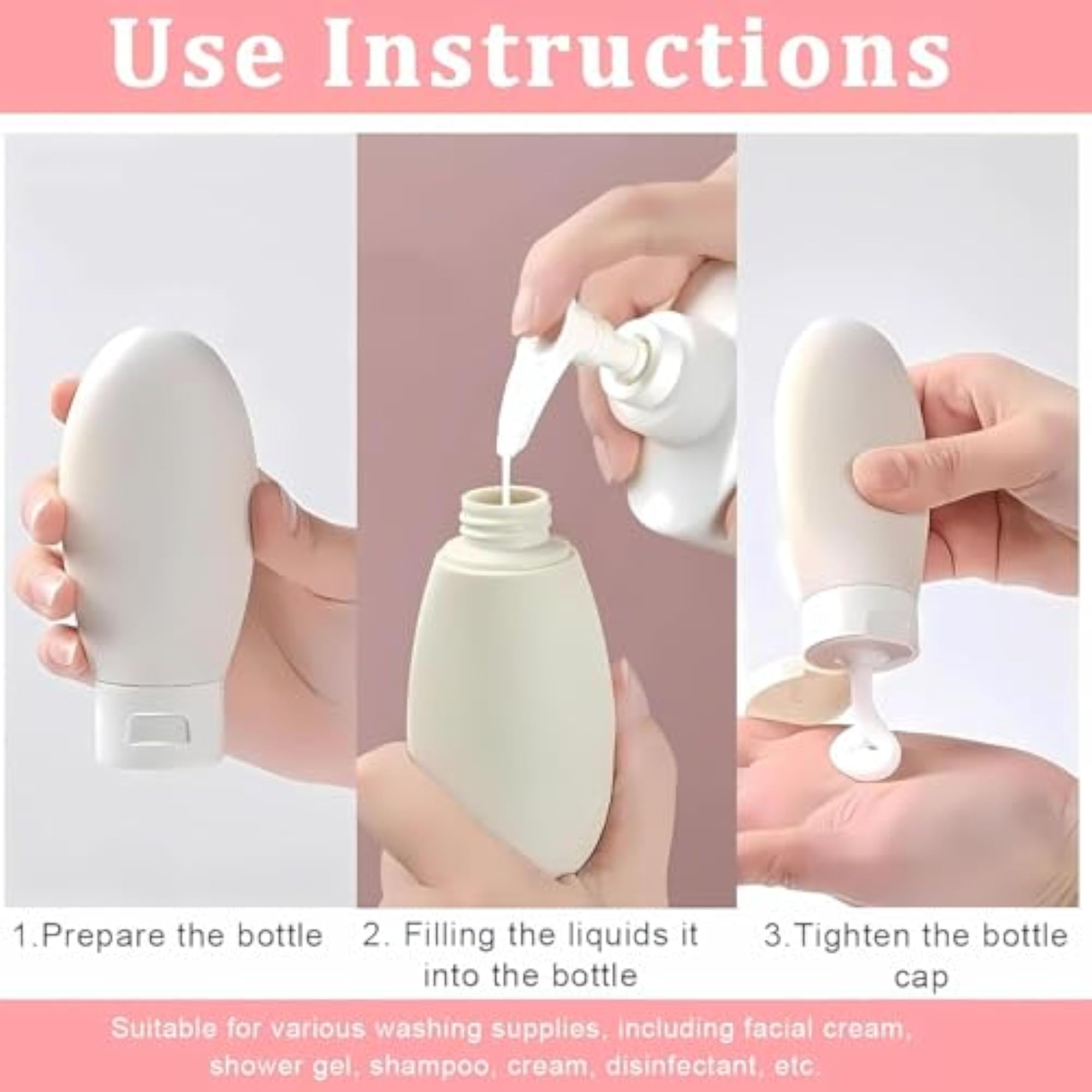 3pc Silicone Travel Bottles Set, 60ml