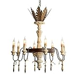 CLSDRZC Solid Wood,Clothing Store Villa Engineering Wooden Lighting,Nordic Old Wooden,E14 American Country Retro -Vintage Rust Color 8