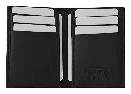 MARSHAL Credit Card ID Holder Genuine Leather Mens Money Clip Wallet