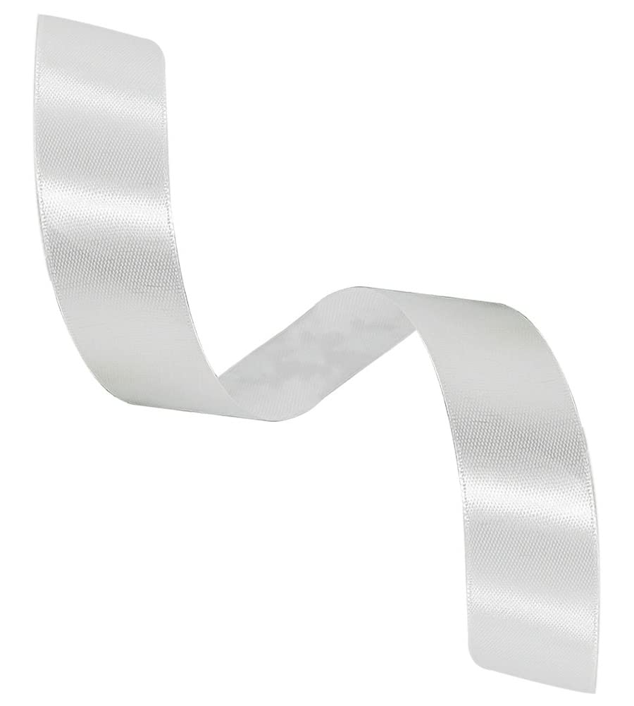 White Satin Ribbon 1 Inch x 25 Yards, Solid Color Fabric Ribbon for Gift Wrapping, DIY Crafts, Hair Bows Making, Wreath, Wedding Party Decoration and Sewing Projects