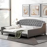 LZ LEISURE ZONE Full Size Daybed, Upholstered Sofa Bed for Bedroom Living Room, Daybed Frame Full Size, Gray