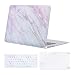 MOSISO Plastic Pattern Hard Case Shell & Keyboard Cover & Screen Protector Compatible MacBook Air 11 Inch (Models: A1370 & A1465), Pink Marble
