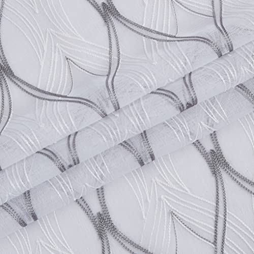 Paneles de ventana de 193 x 213 cm Dainty Home New Wave blanco y plateado 5