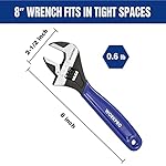 WORKPRO 8-Inch Adjustable Wrench, Cr-V Steel Wrench, Wide Jaw Black Oxide Wrench, Metric & SAE Scales, for Home, Garage, Workshop and DIY - Image 4