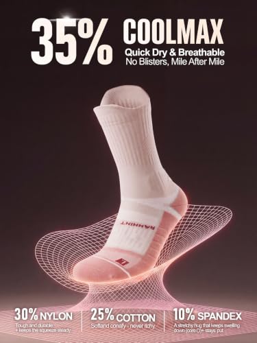 Image of Coolmax Running Socks for Women Stay Dry Cloud Cushioned Compression | Breathble Anti Blister Moisture Wicking Anti odor Seamless toe