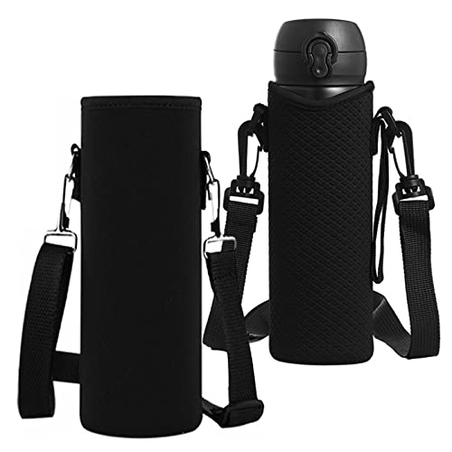 Flaschen Thermo-Hülle Taschen,CHENKEE 2 Stück Wasserflasche Neopren Beutel Tragbare Isolierte Flaschenhülle Outdoor Sport Trinkflaschenhalter mit Verstellbarem Schultergurt für Glas Sport Trinkflasche Cover