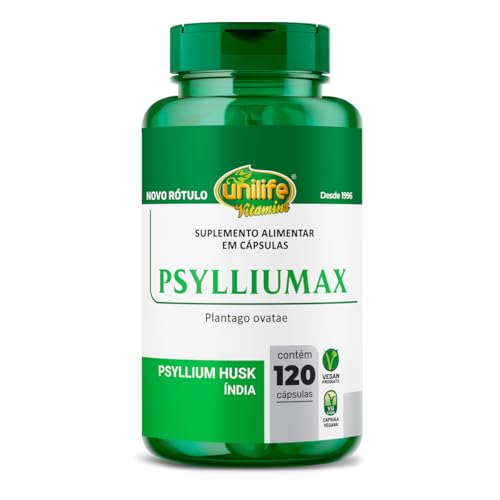 Psyllium Unilife Psylliumax 120 cáspulas embalagem pode variar