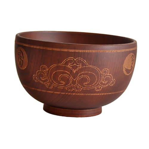 WEKADRIN Ciotola in Legno Intagliato per Cibo Naturale Grande Scodella per Insalata Riso e Zuppa Artigianale con Motivo Tradizionale per Tavola e Cerimonie