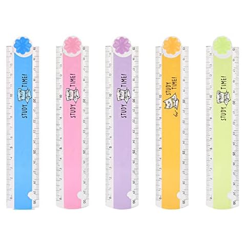5 PCS Folding Rulers, Plastic Folding 30cm Transparent Geometric Ruler, Flexible Ruler Straight Ruler for School Kids Office Cover