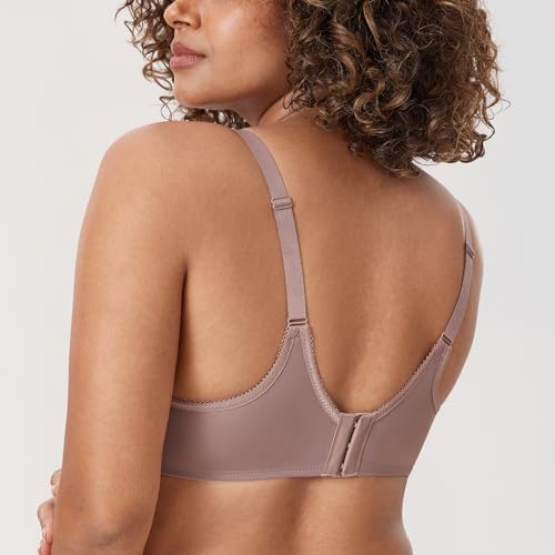 Image of DELIMIRA Women's Seamless Tshirt Bras Plus Size Full Coverage Underwire Lightly Lined Bra Up to F