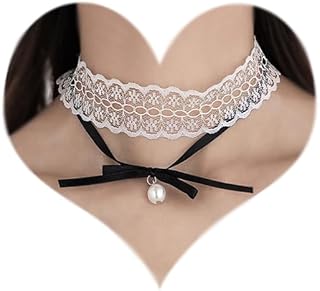 Rannyrena Elegant Lace Choker Necklace for Women Dainty Bow-Knot Pearl Necklace Layered Long Wrap Ribbon Collar Necklace A...