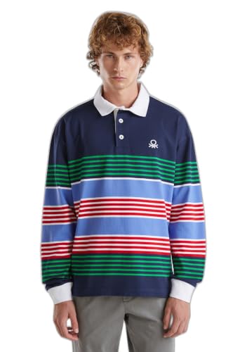 Polo M/L United Colors of Benetton bleu, idéal pour un look casual chic