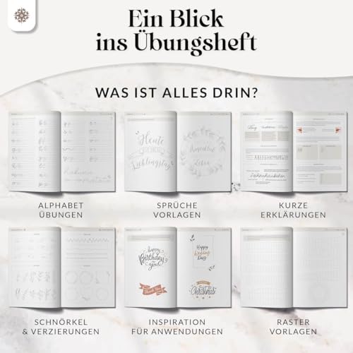Lebenskompass® Handlettering Übungsbuch für Anfänger - Achtsam Kalligraphie und Hand Lettering üben mit dem Vorlagenbuch & Übungsheft