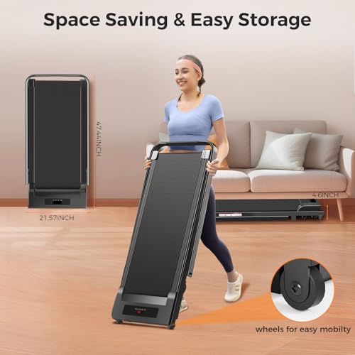 Image of Treadmills for Home 3.0HP Quiet Foldable Treadmill with Incline, Portable Walking Pad with Handle Bar, Walking Pad Treadmill for Running and Jogging with 330 LBS Capacity