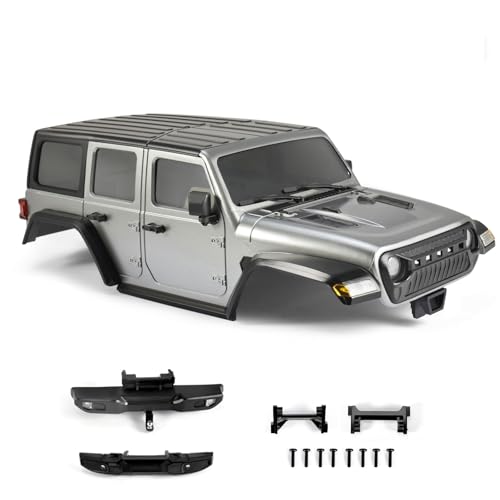 9imod RC Body Shell 6.1 in Wheelbase Shell - ABS Hardtop Body Kit with Front Rear Bumpers for 1/18 RC Crawler Chassis TRX4M Bronco Defender (Grey)