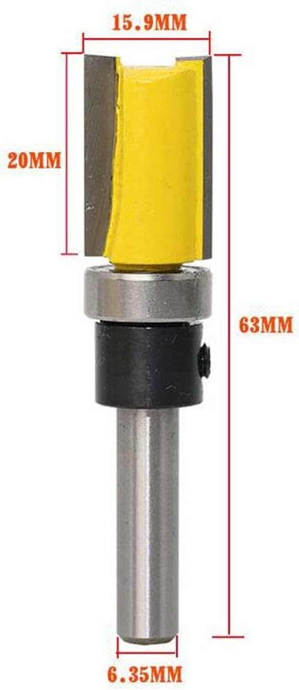 1/4'' Shank Top Bearing Flush Trim Router Bit Woodworking Cutter 15.9x20mm|1 Piece Flush Trim Cutter|Router Bits| Tools |Home & Garden
