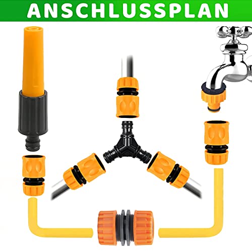 Miyobing Garden Hose Pipe Connector Kit 23 Pack: Hoses Nozzle,Hose Repair Connector,Quick Connect,Y Splitter,Male Threaded Adapter,Male&Female Connectors,2 Way Tap Fittings,Multi Faucet Connectors,etc - Image 3