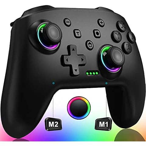 Switch Controller, Wireless Switch Controller Compatible with Switch Controller/Switch Lite/OLED, Wireless Switch Controllers Work with iOS/Android/PC with RGB Light, Programmable, TURBO & Wakeup Cover