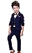 Fengchengjize Combinazione Matrimonio Set per Ragazzo 3 pezzi Giacca Gilet Pantaloni Set Costume Bambino Costume Cerimonia Smoking 10-11 anni Blu navy