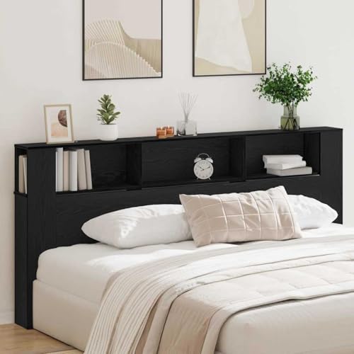 Festnight Tete de lit 220 cm Tête de lit avec Rangement Têtes de lit pour Adulte Armoire de Tête de Lit Murale Meuble de Chambre-Chêne noir-220 x 19 x...