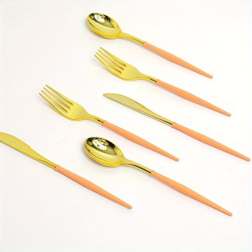 Cubiertos de plástico Reutilizables Multicolores, duraderos, sin BPA, para Camping, Comida, Exterior, Fiestas de cumpleaños, Fiestas de Año Nuevo, Bodas, Familia