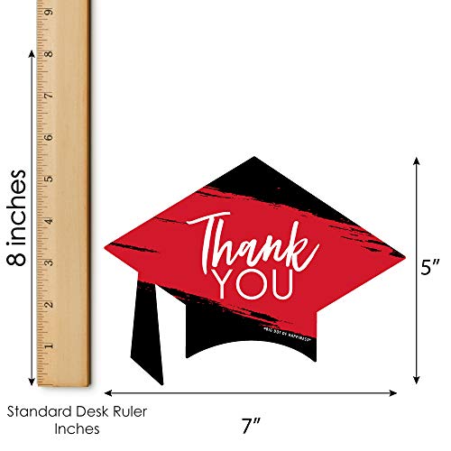Red Grad - Best Is Yet To Come - Shaped Thank You Cards - Red Graduation Party Thank You Note Cards With Envelopes - Set Of 12 #TOP4