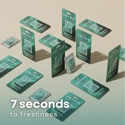 Image of Seven Oral Care Breath Strips Super Mint | Instant Mouth Freshener | Sugar Free Dissolving Oral Strips | Fresh Breath On-the-Go | Pocket Friendly Travel Size | 24 Count