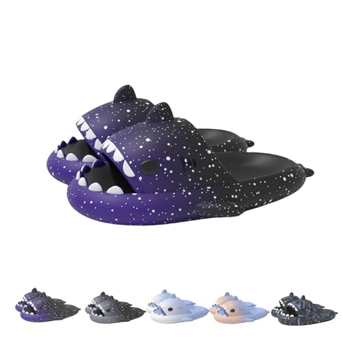 Spotted Starlight Shark Slides,Starry Sky Cloud Anti-Slip Quick Drying, Gradient Cloud Shark Slippers Unisex