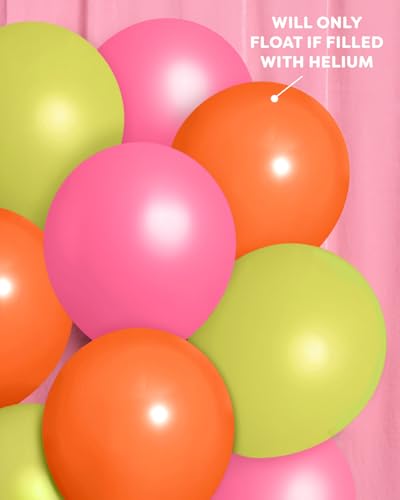 xo, Fetti Pink, Orange   Green Balloon Pack – 24 Latex Balloons | Summer Tropical Party, Palm Royale, Island Hawaiian Birthday Decorations, Party, Beach Pool Supplies