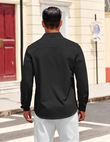 COOFANDY Mens Dress Shirts Untucked Long Sleeve Button Down Denim Shirt Stretch Business Casual Shirts for Men4