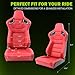 HYPER GLORY Universal Pairs of Racing Seat with Dual Sliders, PU Leather Front+Carbon Leather Back Reclinable Bucket Seat, Red w/LOGO-Flat Style