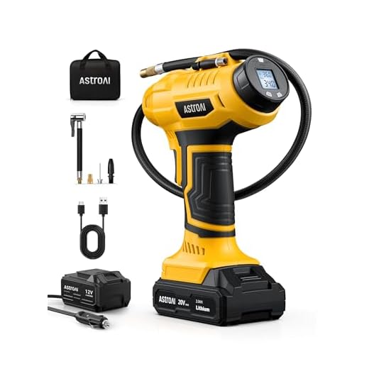 AstroAI Cordless Tire Inflator Air Compressor 20V Rechargeable Battery Powered 160PSI Portable Handheld Air Pump with 12V Car Power Adapter Digital Pressure Gauge for Cars Motorcycles（C2）