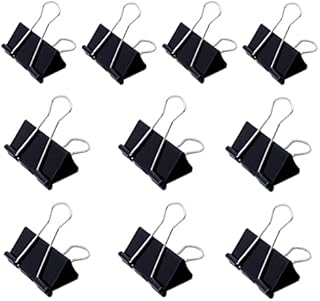 Sodeqo Large Binder Clips 10 Pcs, 51mm - Sturdy & Strong, Easy Release Foldback Clips with 140 Paper Capacity - Foldback Clips with 14 Bonus Labels for Office, Home or DIY Projects
