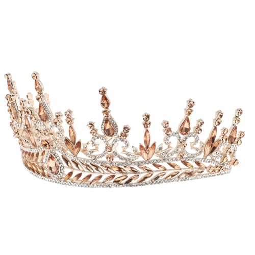 Couronne de mariée baroque, tiare en alliage et cristaux pêche rosé, accessoire cheveux soirée