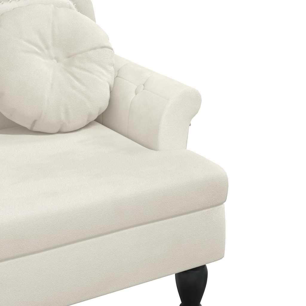vidaXL Banc avec Coussins, Canapé avec Accoudoir et Dossier, Banquette avec Pieds en Bois, Siège de Salon Salle de Séjour, Crème Velours