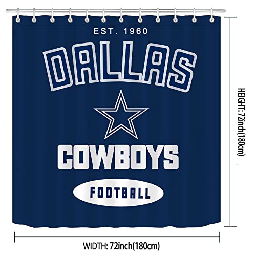Namdeva 4Pcs/Set Cool Sports Shower Curtain, Texas Star American Football Player Athlete Championship Modern White Navy Blue Bathroom Decor, Non-Slip Bath Rugs Toilet Mats, Gifts For Men, Est.1960 #TOP1