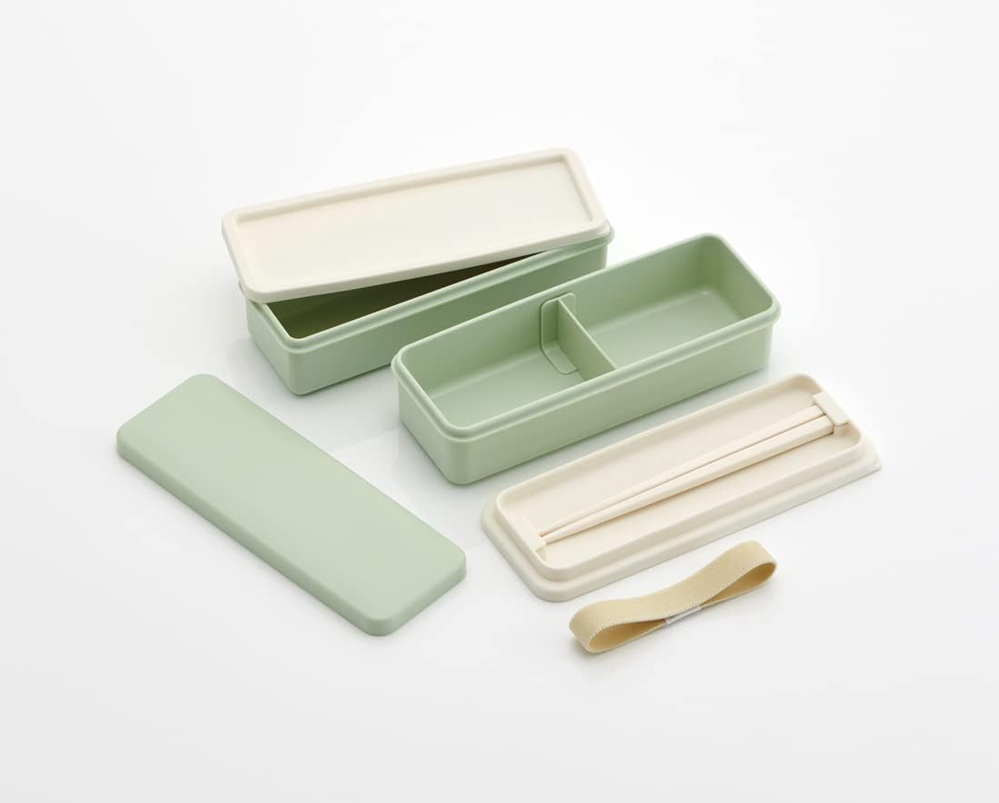 スケーター(Skater) 弁当箱 くすみグリーン 630ml 2段 シリコン製内蓋スリムタイプ 女性用 日本製 SSLW6AG-A