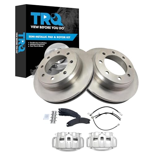Image of TRQ Rear Brake Pad & Rotor Kit Semi-Metallic Compatible with 2008-2019 Ford E-350 Super Duty