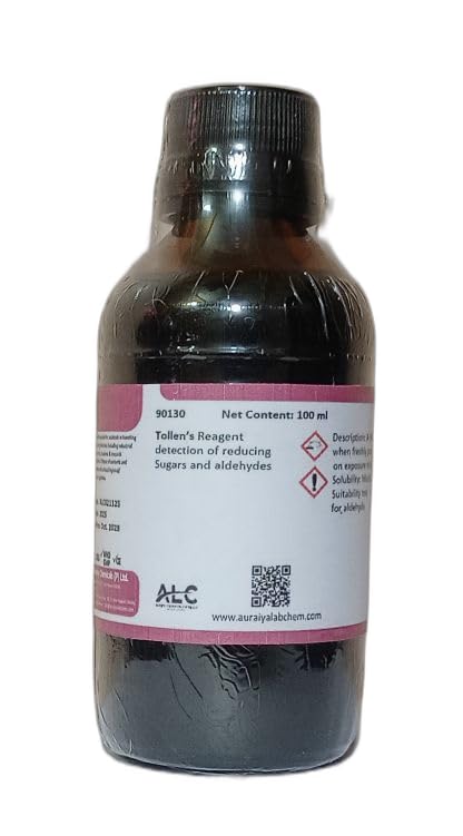 ALC Tollen's Reagent Detection of Reducing Sugars and Aldehydes, 100 ml, Glass Bottle, Laboratory Grade, Silver Mirror Test-image-9
