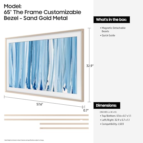Image of Samsung 65 inch The Frame Customizable Bezel (2026 Model), Magnetic, Easy Installation, VG-SCFH65SGMZA, Sand Gold Metal