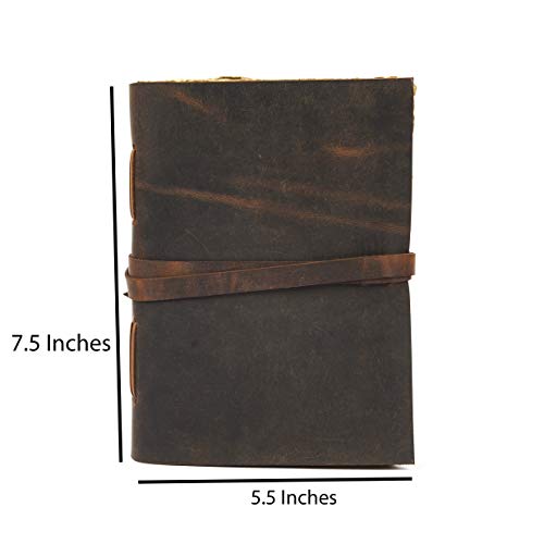 Image of Leather Journal Travel Diary, Handmade Vintage Bound Notebook for Men & Women Antique Finish Genuine Leather Quality Unline Brown Paper for Notes Art Sketchbook 7.5X5.5 Inches (Brown)