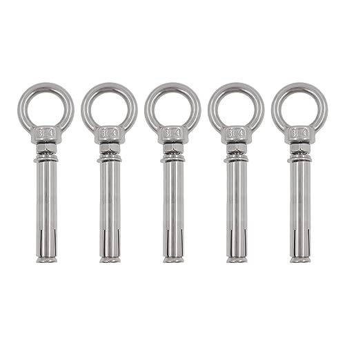 Image of Shoulder Eye Bolts,TTZEZE Heavy Duty Eyebolts,304 Stainless Steel Wall Concrete Anchors Screw Expansion Screw Bolts Eye Hooks Fastener for Ceiling Concrete Masonry 5 Pack M12*150