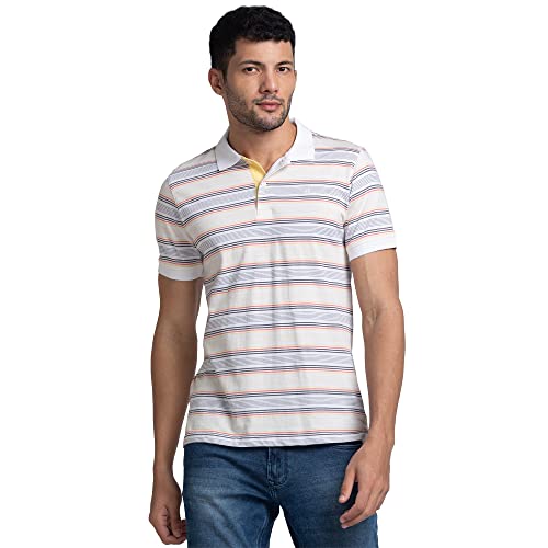 Image of Raymond Men Cotton Striped Regular Fit T-Shirt