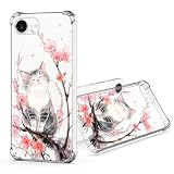 JRIANY per iPhone 17e / 16e Trasparente Cover, Morbido TPU Silicone Protettiva Custodia con Fiore Fiori Motivo Antiurto Antigraffio Protezione Originale Case Custodie - Gatto